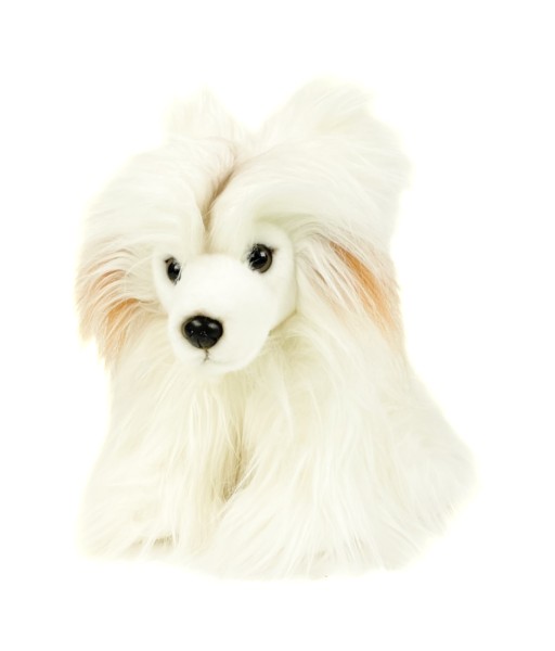 Kuscheltier Chinesischer Hund sitzend weiß 30 cm Plüschhund