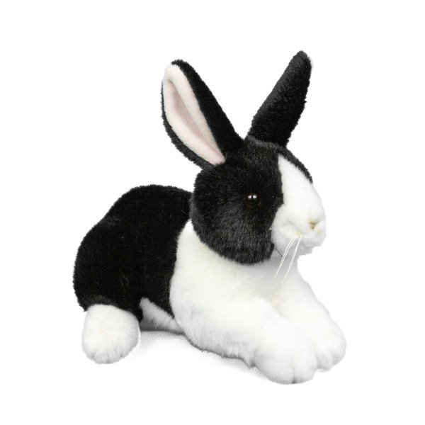 Kuscheltier Hase liegend schwarz/weiß 25 cm