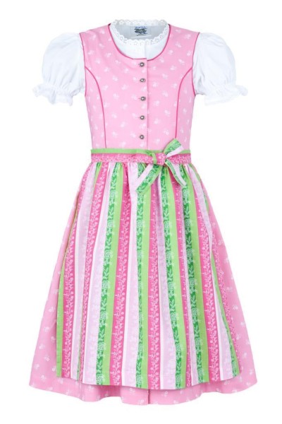 Isar Tracht Dirndl rosa mit rosa/grüne Schürze