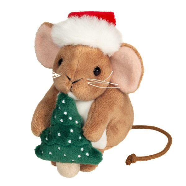 Teddy Hermann Weihnachtsmaus mit Tannenbaum 11 cm Plüschmaus