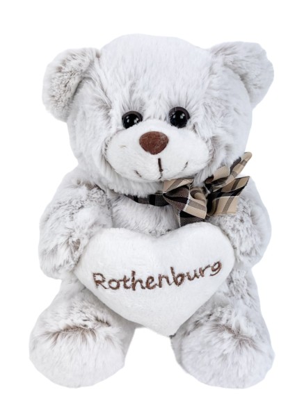 Bär mit Herz "I love Rothenburg" 18 cm hellgrau