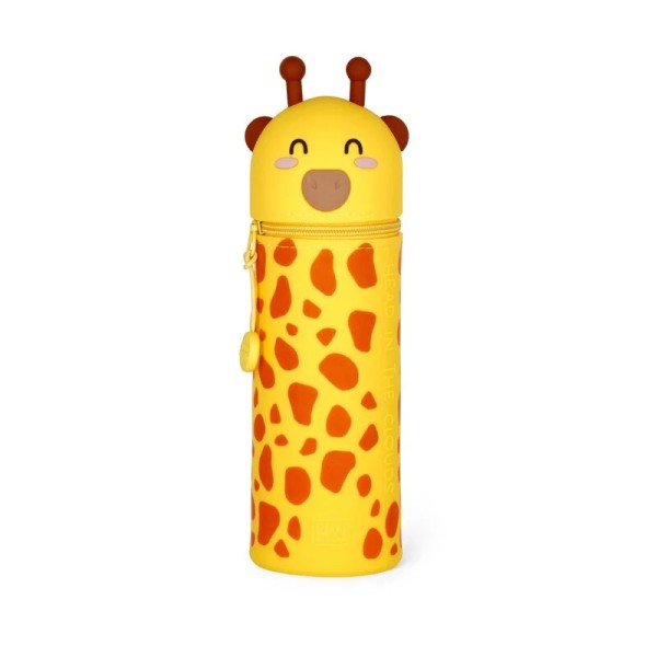 2-in-1 Federmäppchen aus Silikon Kawaii Giraffe gelb/braun