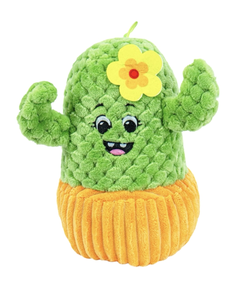 Kuscheltier Kaktus im Topf grün/gelb 25 cm Plüschkaktus