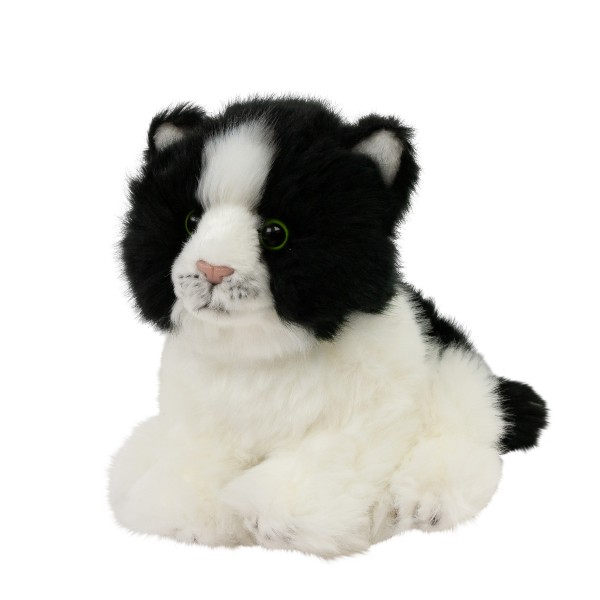 Kuscheltier Katze 17cm sitzend schwarz/weiß