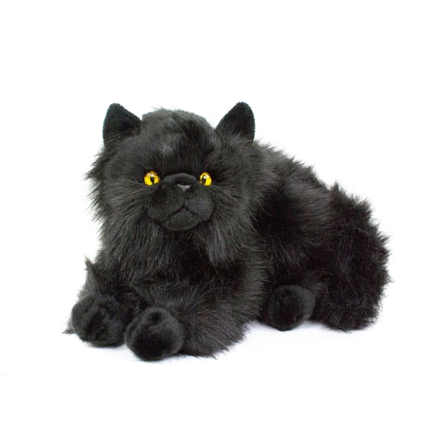 Kuscheltier Perserkatze 30 cm liegend schwarz Plüschkatze