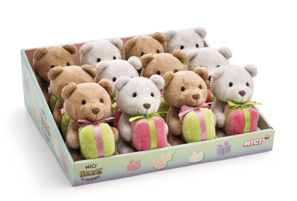 Nici Bär mit Geschenk braun sitzend 13 cm Kuscheltier