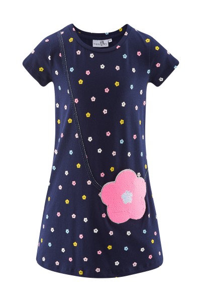 Kleid Blumentasche dunkelblau Pailetten Sommerkleid