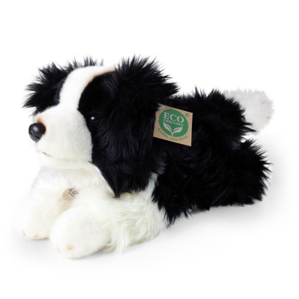 Kuscheltier Hund Border Collie 30 cm liegend schwarz/weiß Plüschhund