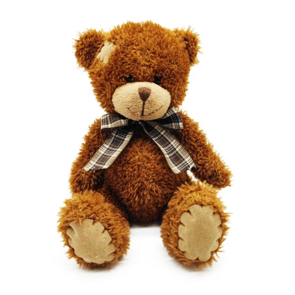 Teddybär 25 cm braun mit Flicken