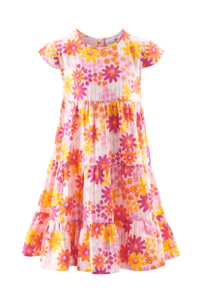 Kleid Blumen orange/rosa Sommerkleid