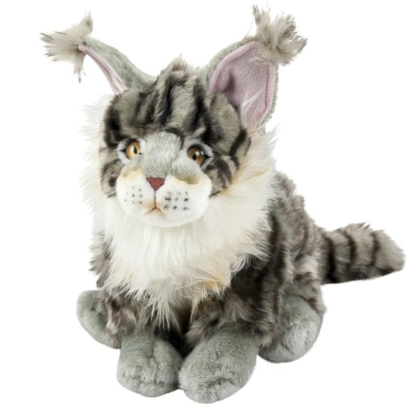 Maine Coon Katze Kuscheltier 25 cm sitzend grau getigert Uni-Toys