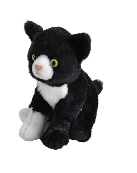 Kuscheltier Katze schwarz/weiß 13 cm