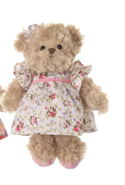 Bukowski Teddybär Cataleya braun/rosa mit Kleid 25 cm