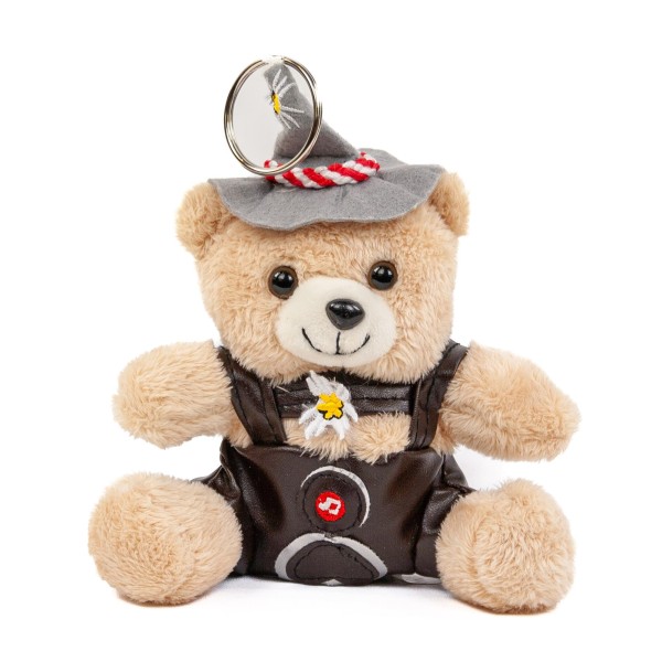 Schlüsselanhänger Jodelbär 13 cm grau/braun