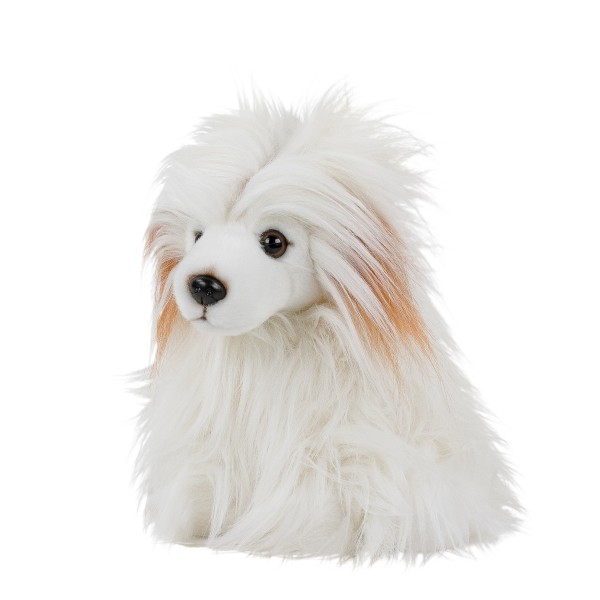 Kuscheltier Chinesischer Hund sitzend weiß 30 cm Plüschhund