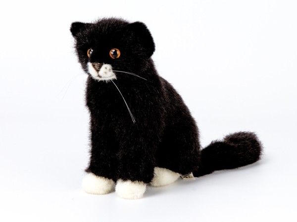 Kösen Katze Mausi sitzend 23 cm schwarz-weiß