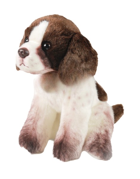 Kuscheltier Jagdhund sitzend braun/weiß 24 cm Plüschhund