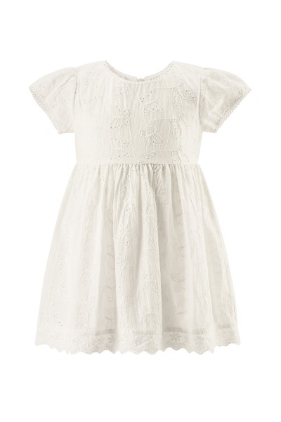 Kleid mit Lochmuster Schmetterlinge weiß Sommerkleid