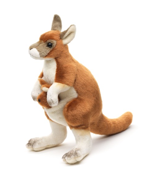Kuscheltier Känguru mit Baby braun 25 cm Plüschkänguru