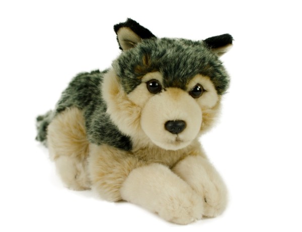 Wolf Kuscheltier liegend 24 cm Uni-Toys