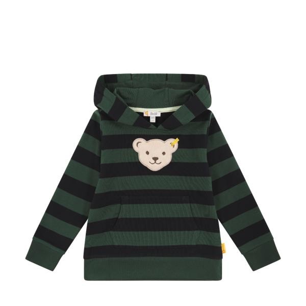 Steiff Sweatshirt mit Kapuze dunkelgrün/schwarz gestreift