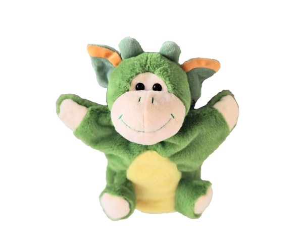 INWARE Handpuppe Drache gelb/grün 22 cm