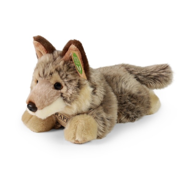 Kuscheltier Wolf liegend grau/beige 20 cm Plüschwolf