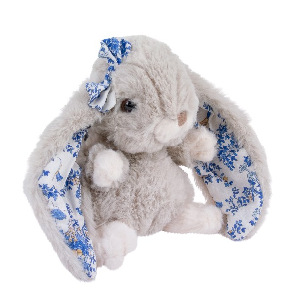 Bukowski Hase Kanina Floral grau/blau mit Blumen 15 cm