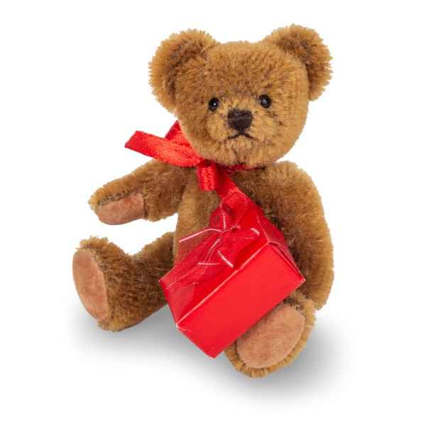 Teddy Hermann Glücksteddybär mit Geschenk 10 cm