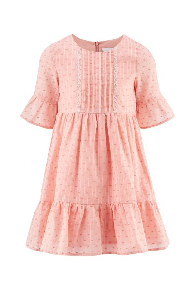 Kleid Volant pfirsichfarben Sommerkleid