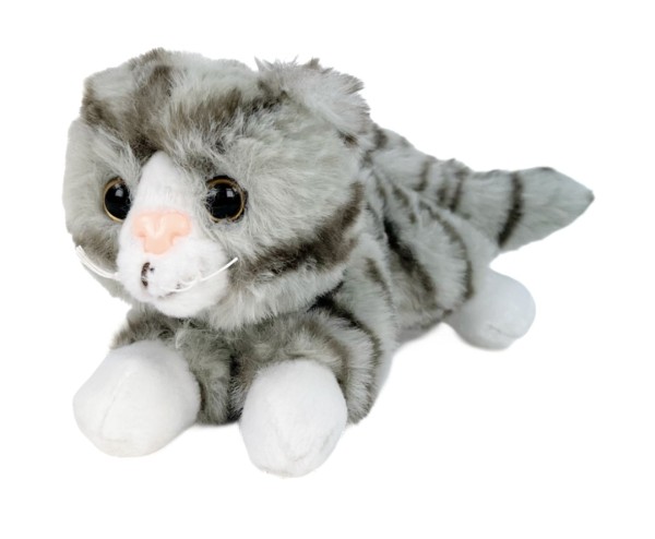 Inware Katze liegend grau gestreift 15 cm