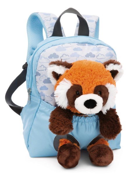 Nici Rucksack blau mit Plüschtier roter Panda 25 cm