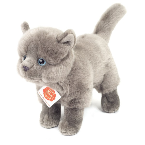 Teddy Hermann Katze Kartäuser 20 cm stehend grau