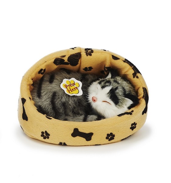 Katze im Korb grau 16 cm