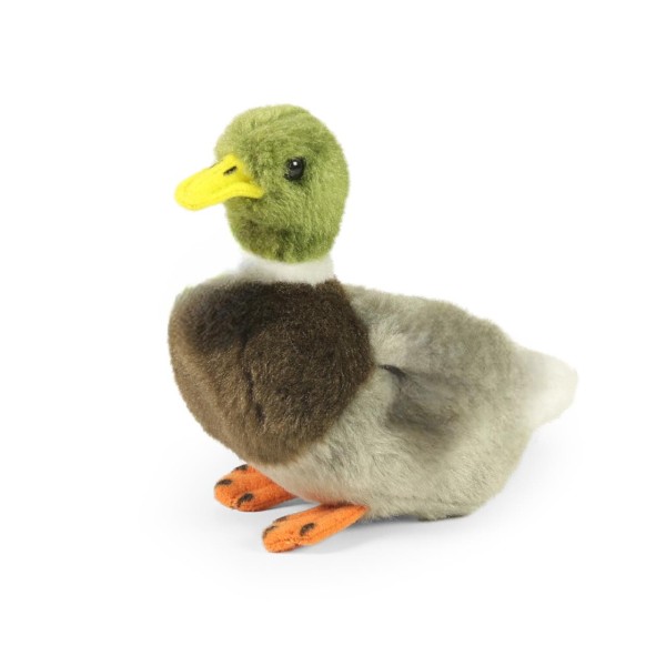 Kuscheltier Ente 13 cm grün/braun/grau/weiß Plüschente