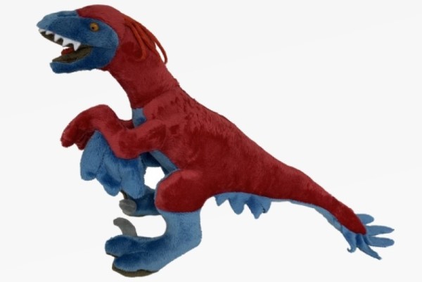Kuscheltier Dino Utahraptor blau/rot 36 cm Plüschdino