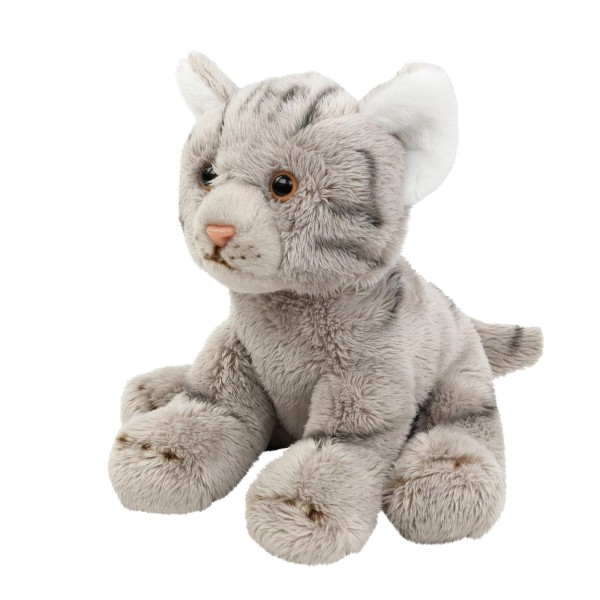 Katze 14 cm sitzend grau getigert Kuscheltier