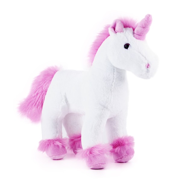 Kuscheltier Einhorn 32 cm stehend weiß/rosa