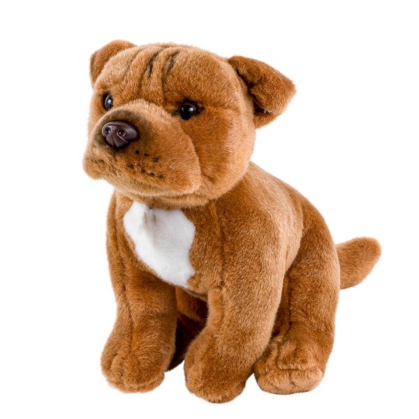 American Staffordshire Terrier sitzend 30 cm braun Kuscheltier Hund Pitbull