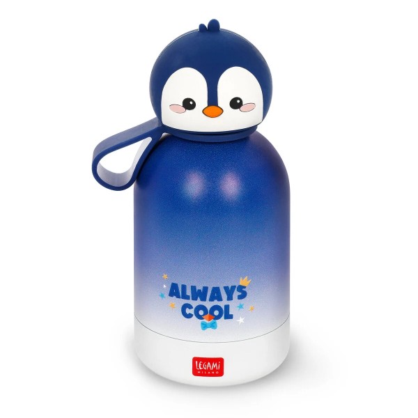 Thermosflasche Pinguin 19 cm blau/weiß Hot&Cold BFF