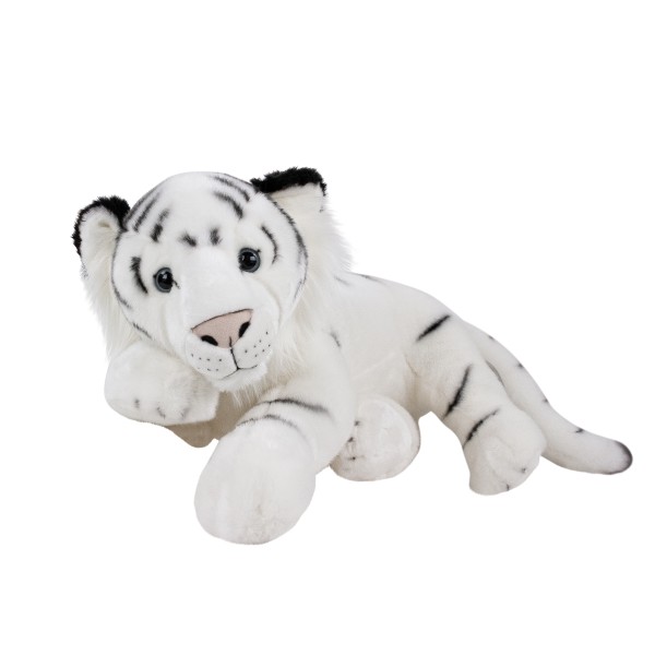 Kuscheltier Tiger liegend 60 cm weiß Plüschtiger