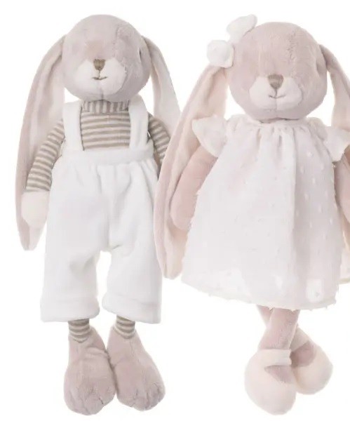 Bukowski Hase Lucian beige mit Latzhose 30 cm Plüschhase