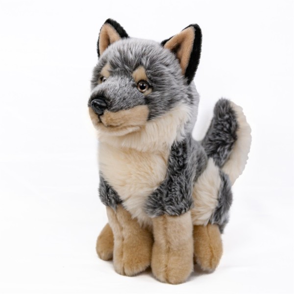 Kuscheltier Wolf sitzend 28 cm beige-grau
