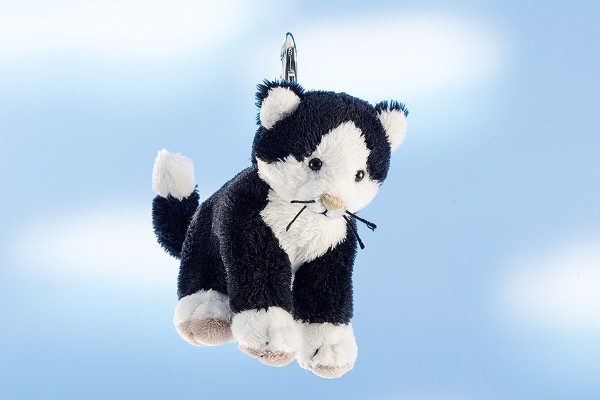 Schaffer Schlüsselanhänger Katze 12 cm schwarz-weiß