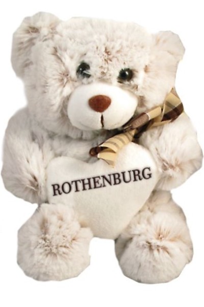 Bär mit Herz "I love Rothenburg" 18 cm hellgrau