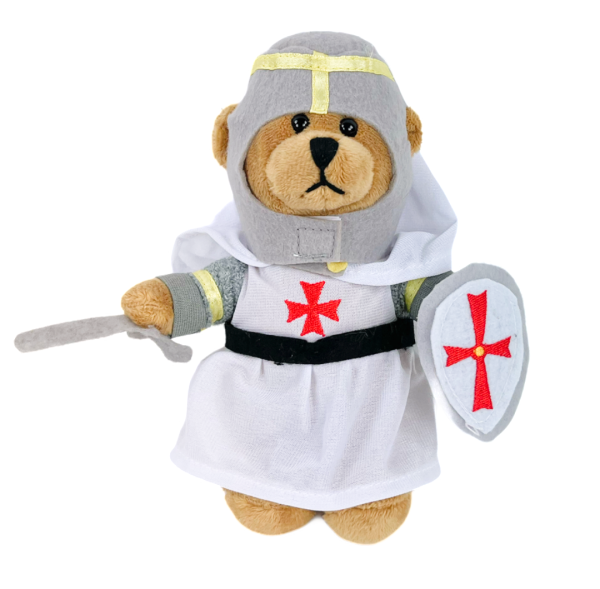 Teddybär Ritter 22 cm stehend weiß Plüschtier