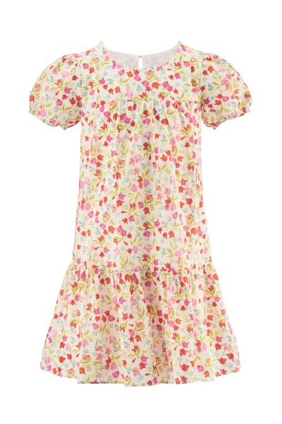 Kleid Blumenmuster creme/bunt Sommerkleid