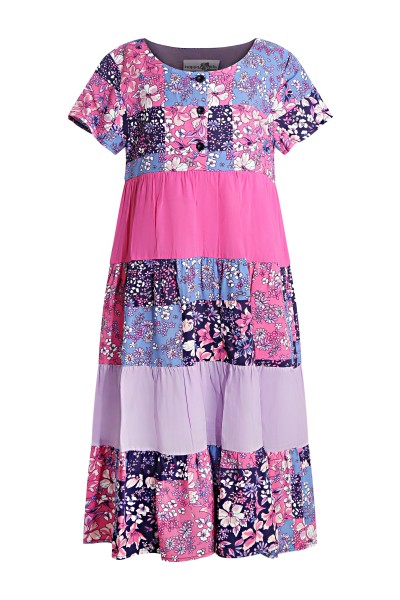 Kleid mit Blumenmuster pink/lila/blau Sommerkleid