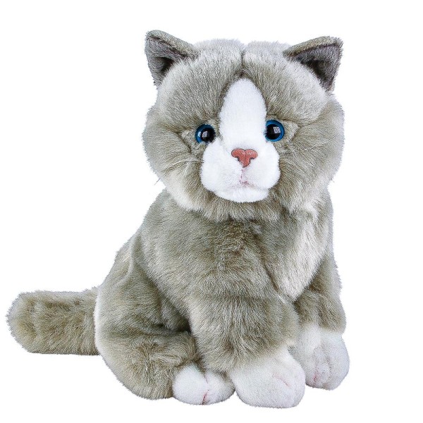 Katze Lilly sitzend grau weiß 30 cm Uni-Toys Kuscheltier