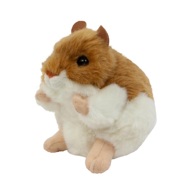 Kuscheltier Goldhamster 13 cm sitzend braun-weiß